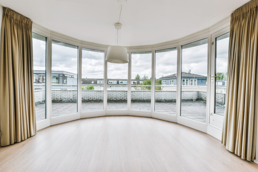 Bright and beautiful room with large windows